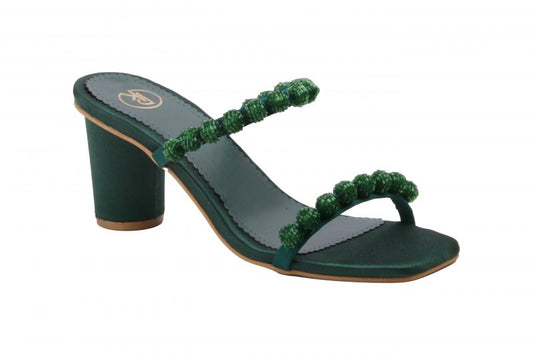 Green Burano Block Heels