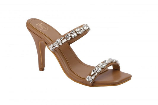 Tan Embellished Pencil Heels