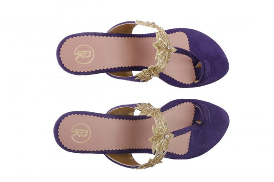 Purple Suede Lotus Kolhapuri Heels