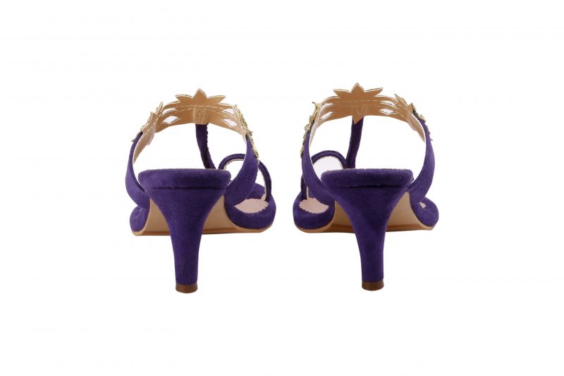 Purple Suede Lotus Kolhapuri Heels