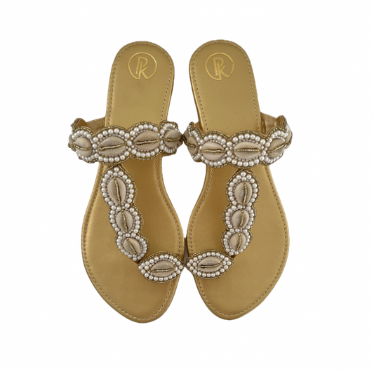 Gold Cowrie Kolhapuri Flats