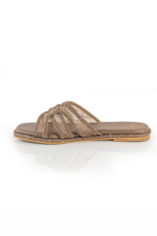 Taupe lace flats