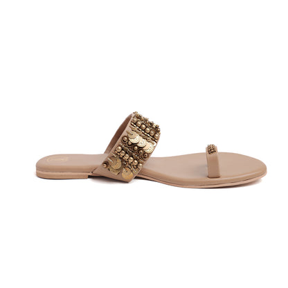 Tan Bohemian Thumb Flats