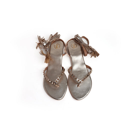 Gold Tie Up Flats