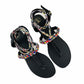 Black Poppy T Strap Sandals