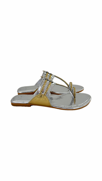 Silver Two Tone Kolhapuri Flats