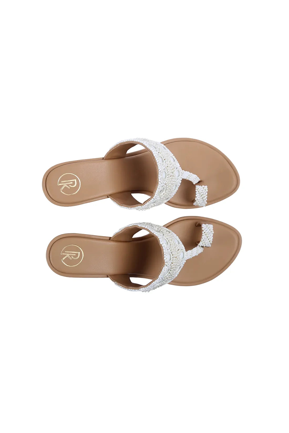 Sheesha Cream Kolhapuri Block Heels