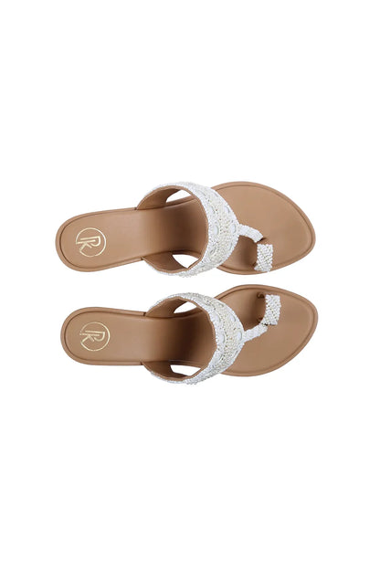 Sheesha Cream Kolhapuri Block Heels