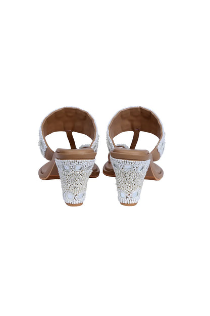 Sheesha Cream Kolhapuri Block Heels