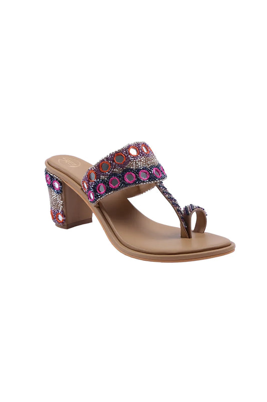 Shisha Multicolour Kolhapuri Block Heels