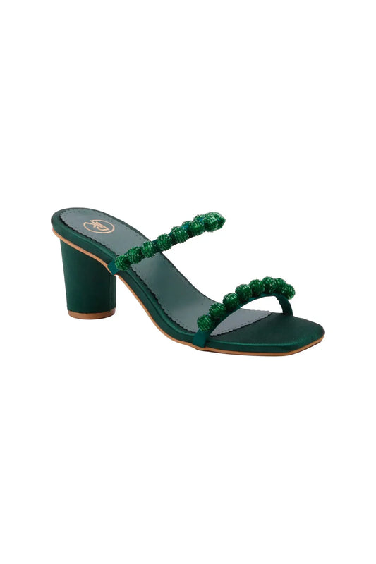 Green Burano Block Heels