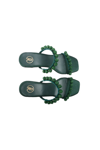 Green Burano Block Heels