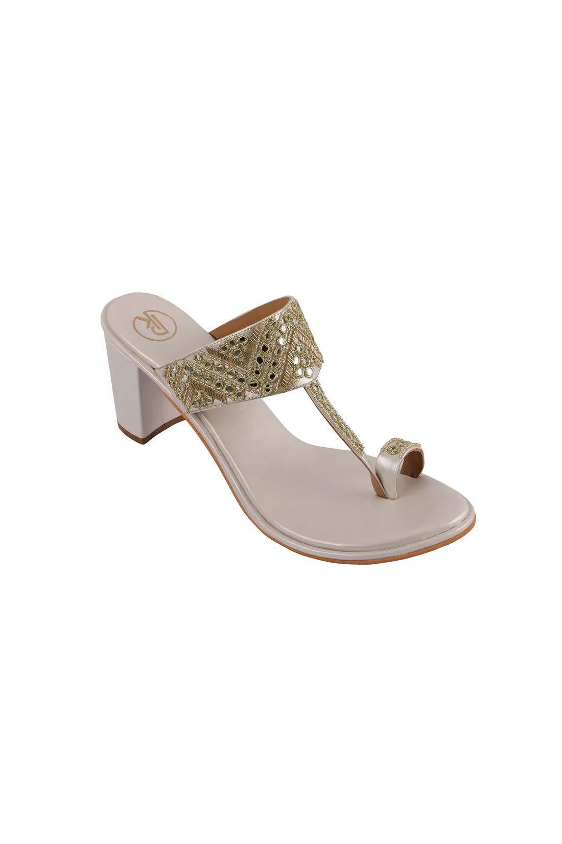 Ivory Sheesha Block Heels Kolhapuri