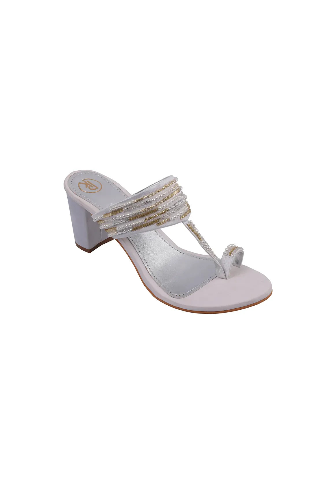 Ivory Cutdana Block Heels Kolhapuri
