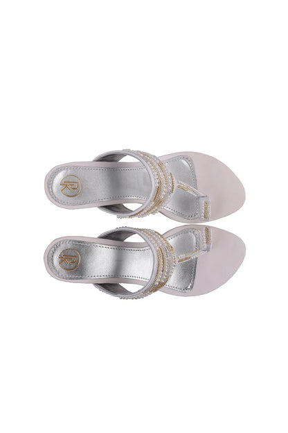 Ivory Cutdana Block Heels Kolhapuri