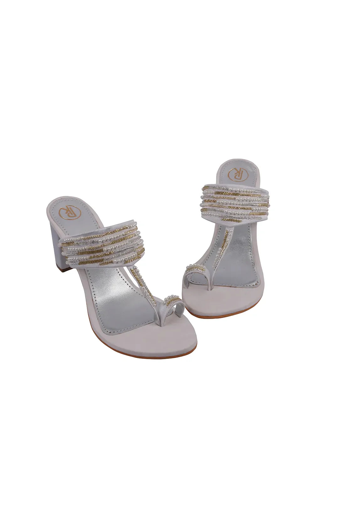 Ivory Cutdana Block Heels Kolhapuri
