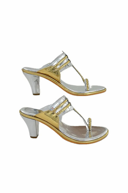 Silver Two Tone Kolhapuri Block Heels