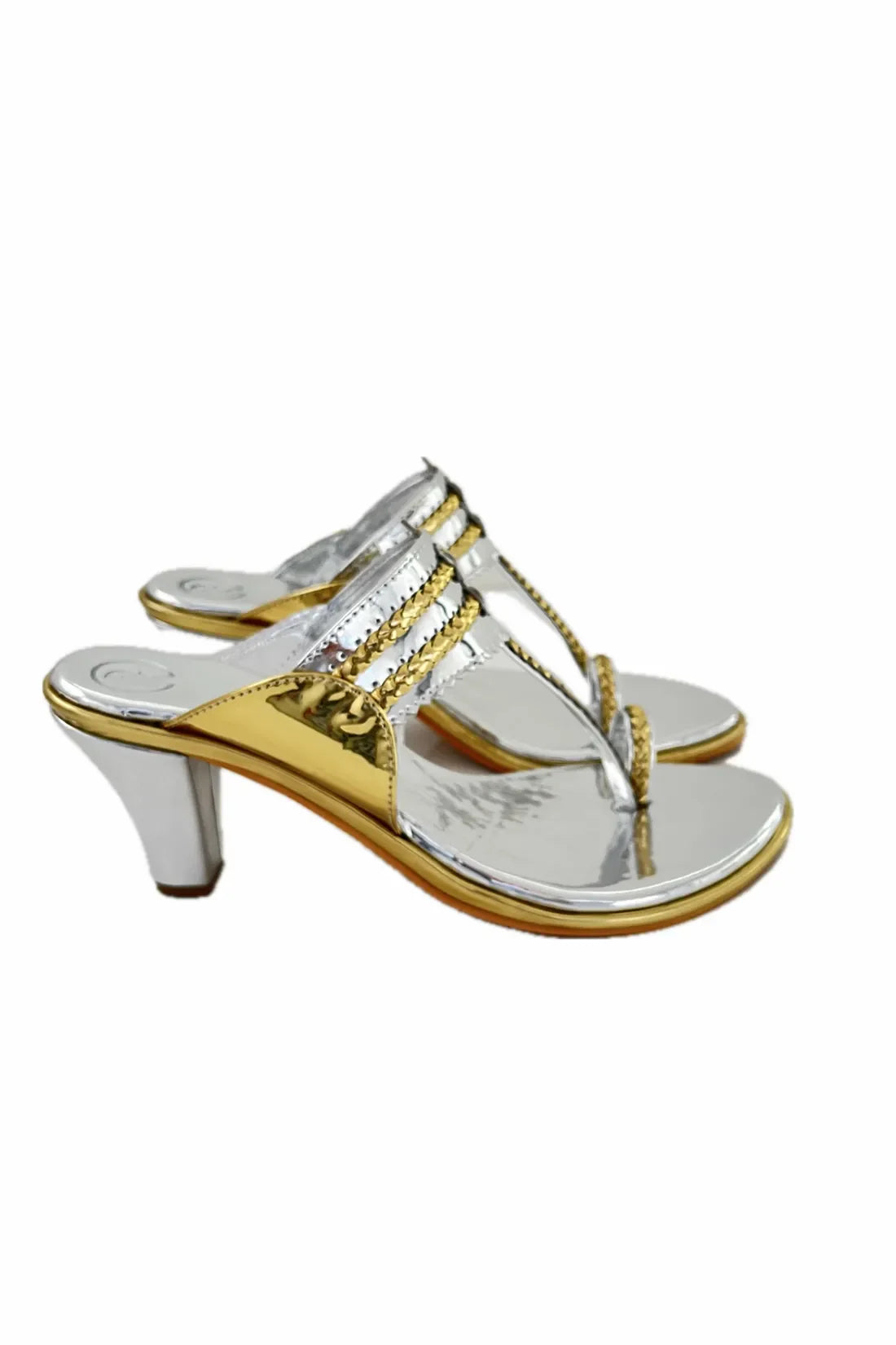 Silver Two Tone Kolhapuri Block Heels