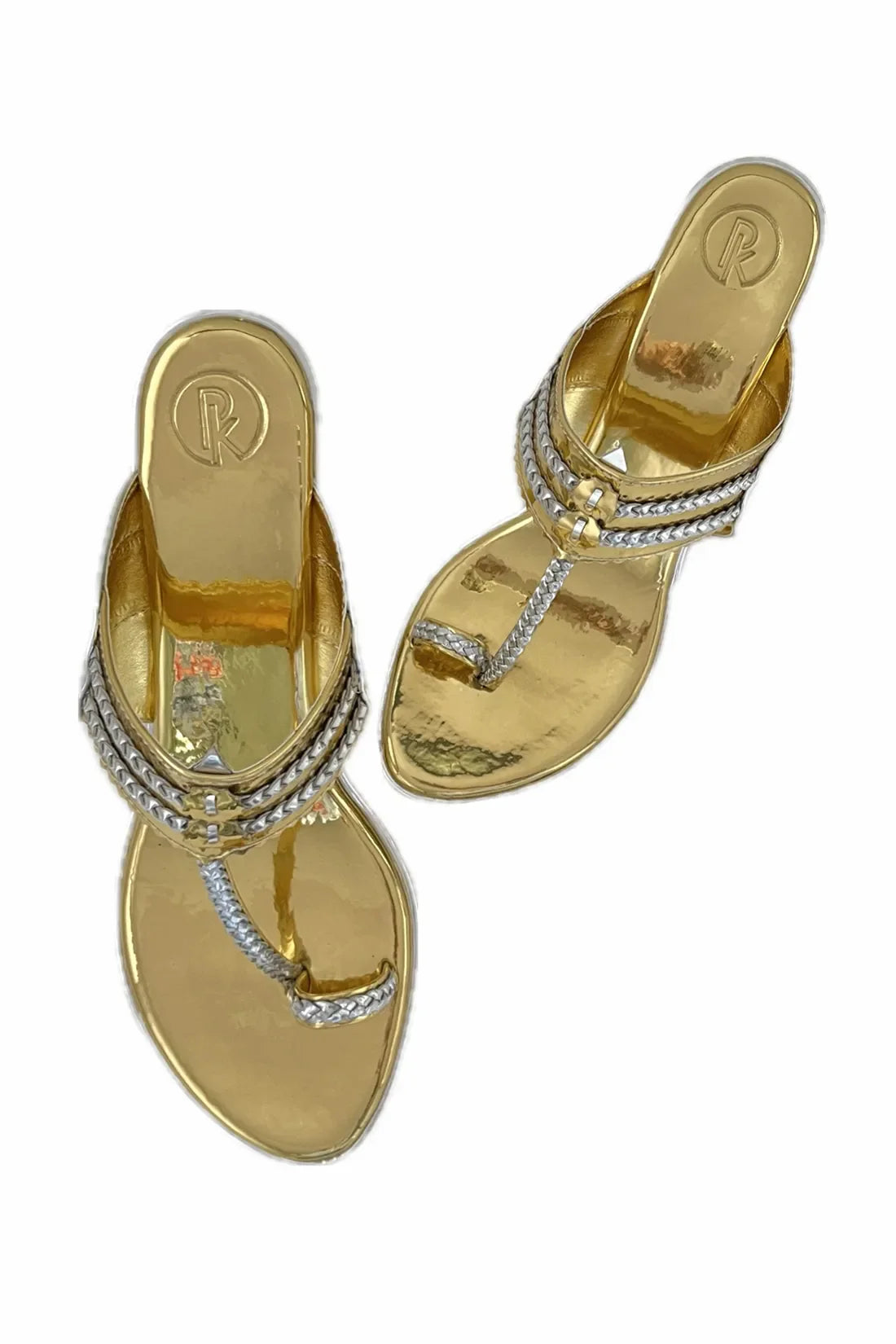 Gold & Silver Two Tone Kolhapuri Block Heels