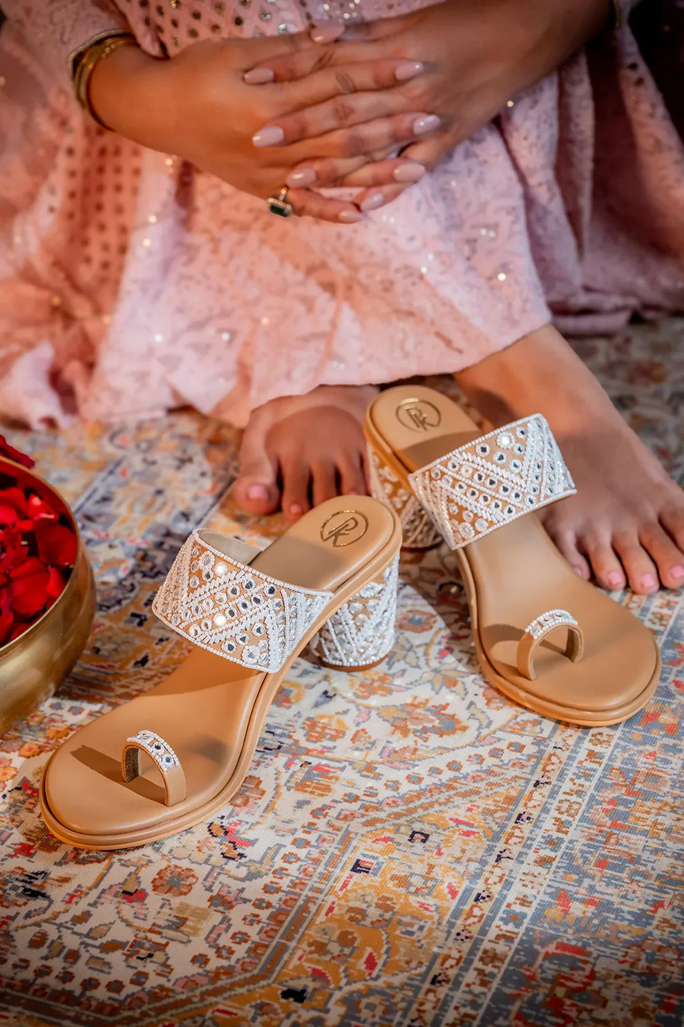 Mirror work heels for wedding events