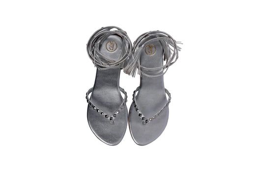 Silver Tieups Flats