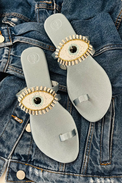 Sky Blue Evil Eye Flats