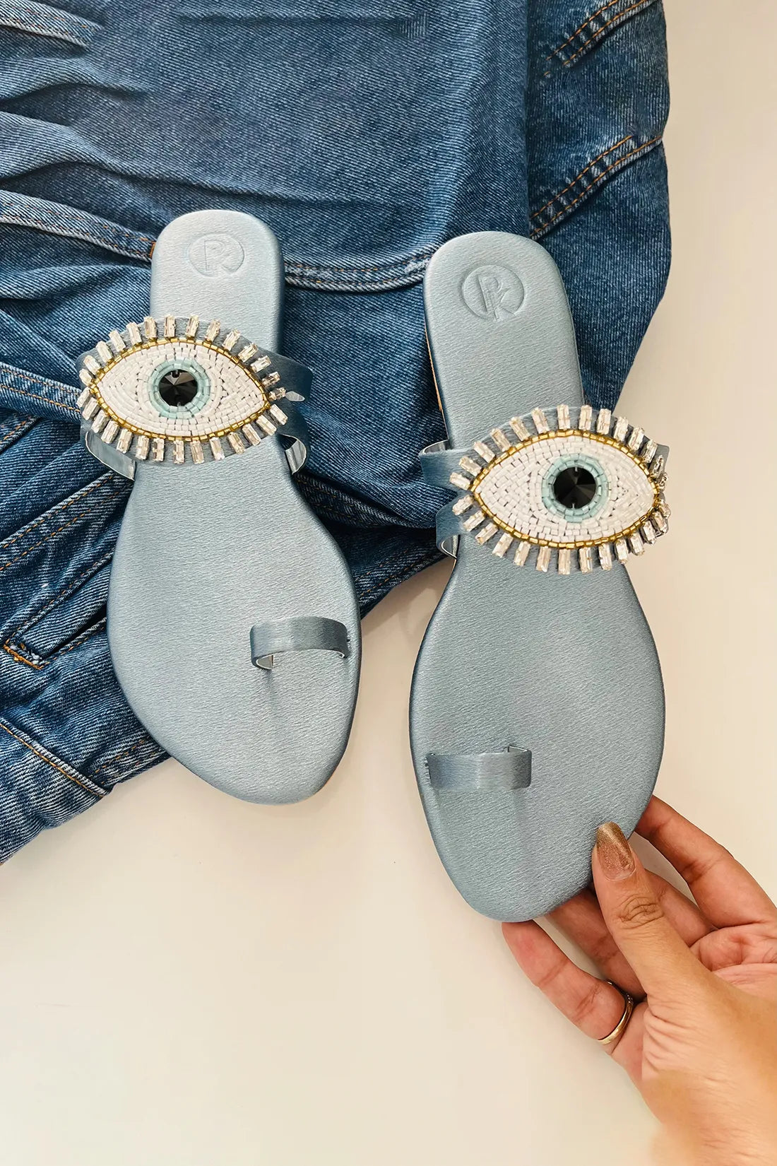 Sky Blue Evil Eye Flats