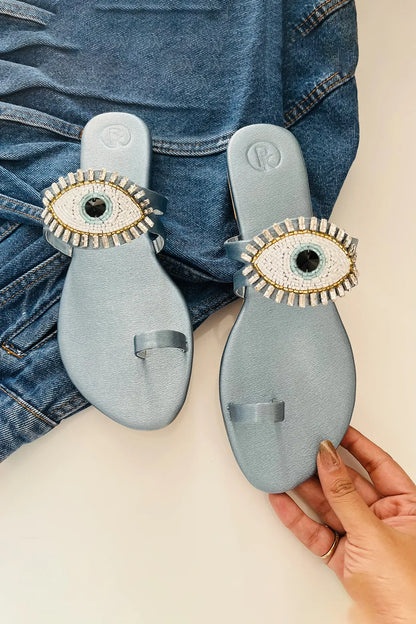 Sky Blue Evil Eye Flats