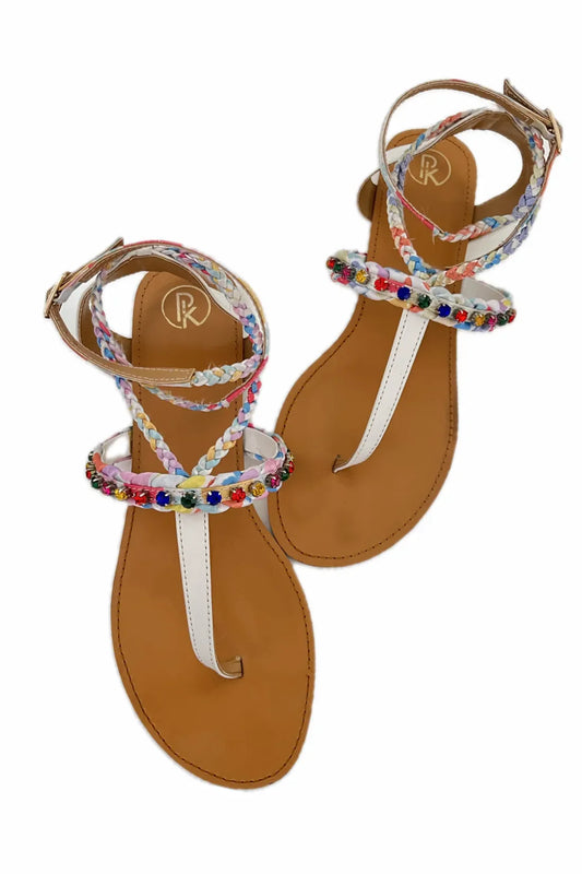White Poppy T Strap Sandals