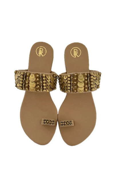 Tan Bohemian Thumb Flats