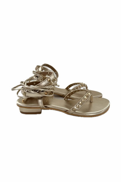 Gold Tie Up Flats