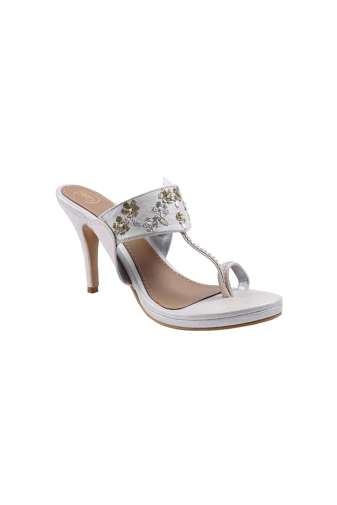 Ivory Mukaish Kolhapuri Heels