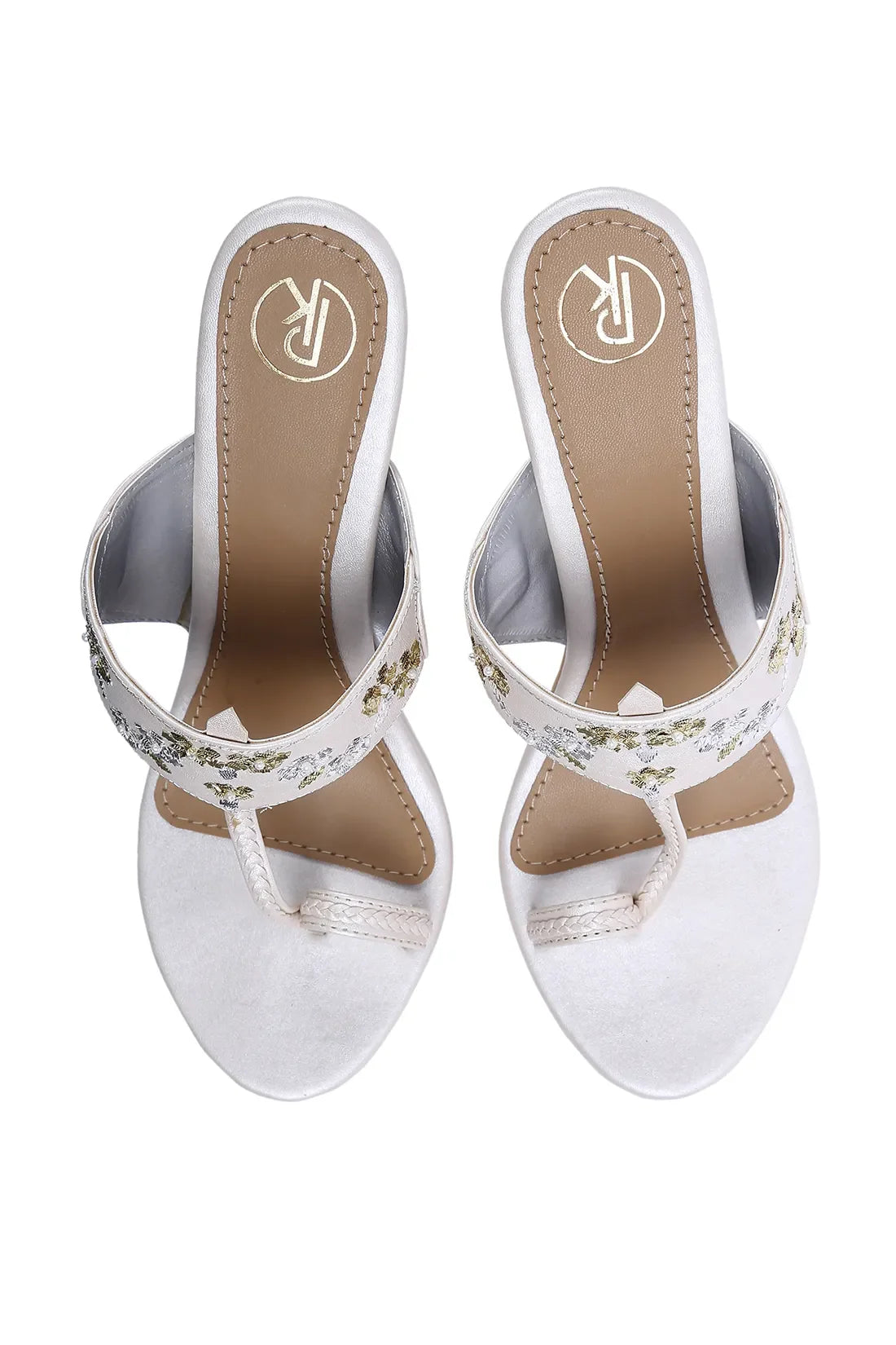 Ivory Mukaish Kolhapuri Heels