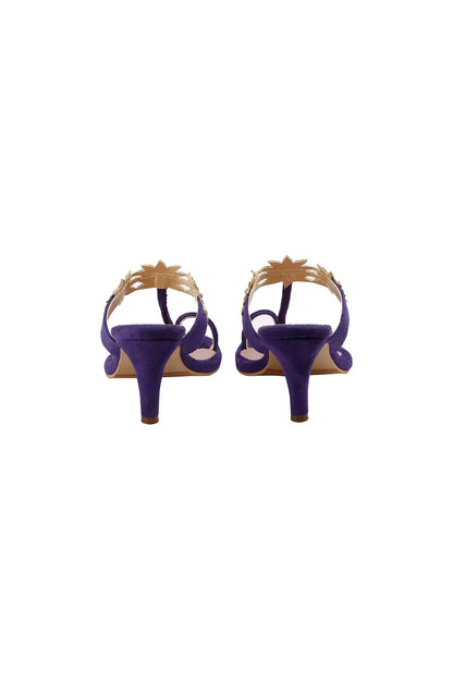Purple Suede Lotus Kolhapuri Heels