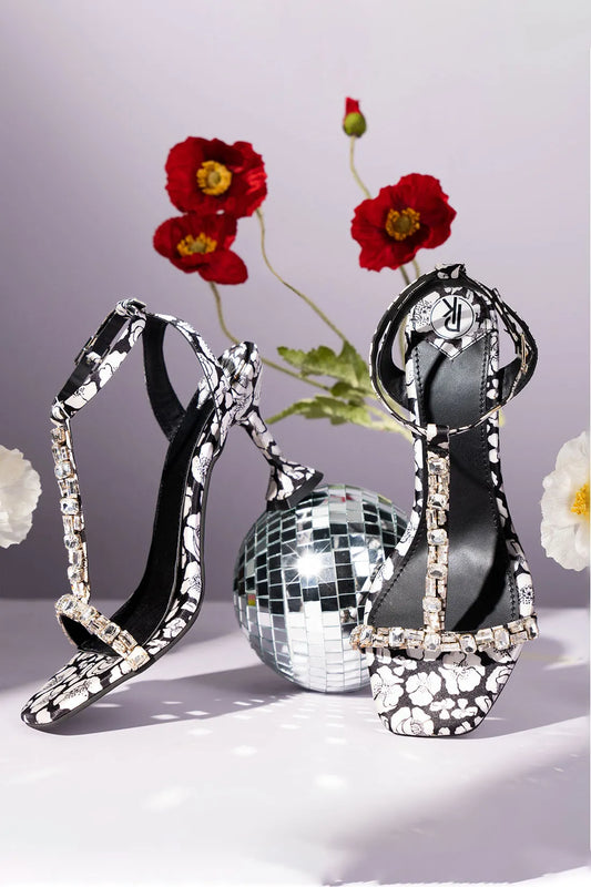 Black Poppy Heels
