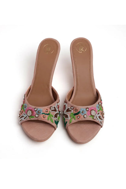 Peach Floral Heels
