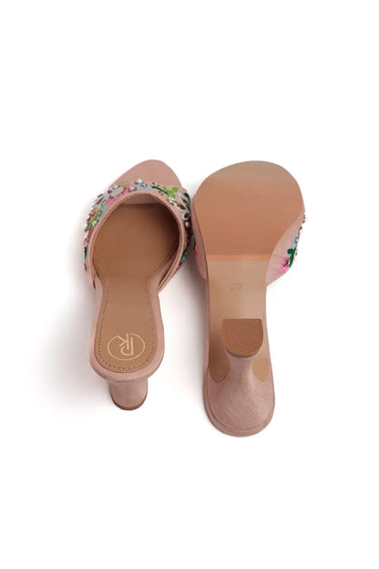 Peach Floral Heels