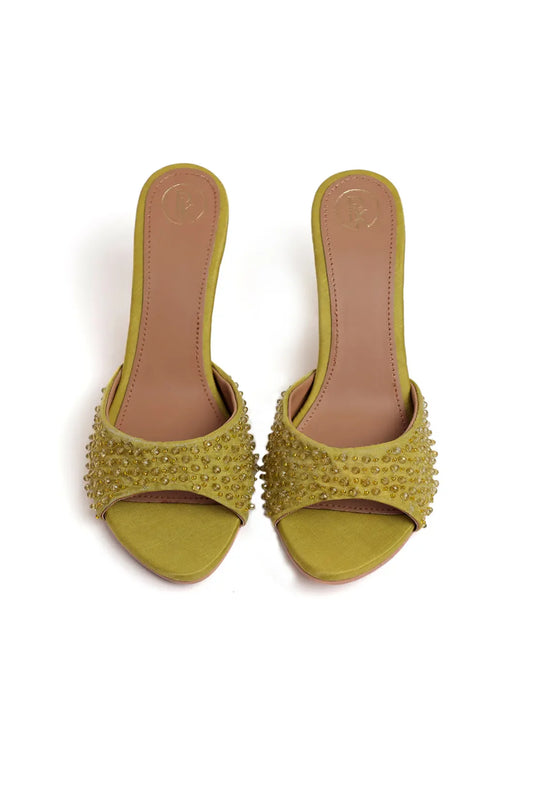 Olive Green Bead heels