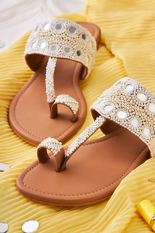 Shisha Cream Kolhapuri Flats