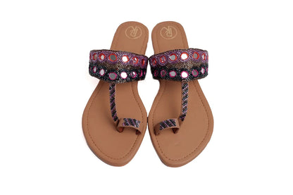 Shisha Multicolour Kolhapuri Flats