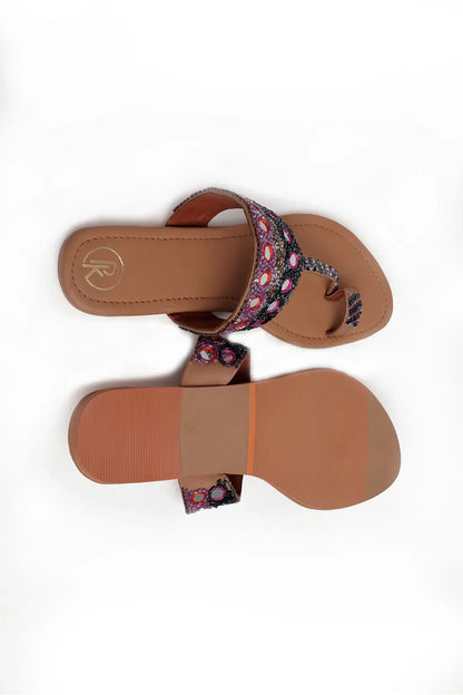 Shisha Multicolour Kolhapuri Flats