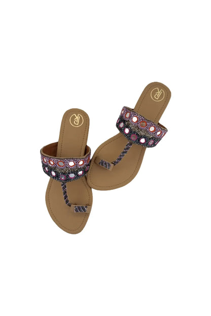 Shisha Multicolour Kolhapuri Flats
