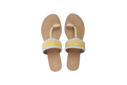 Pastel Cutdana Kolhapuri Flats