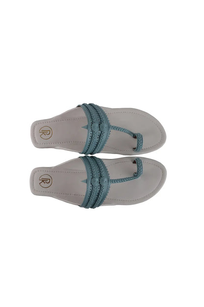 Blue Color Block Kolhapuri