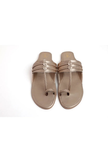 Dull Gold Kolhapuri Flats