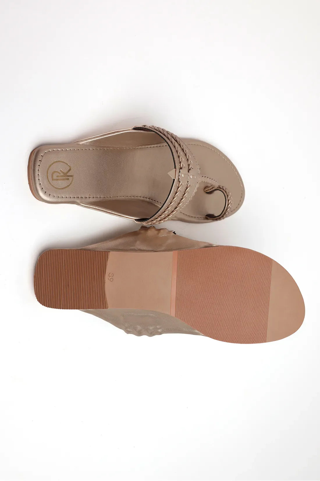 Dull Gold Kolhapuri Flats