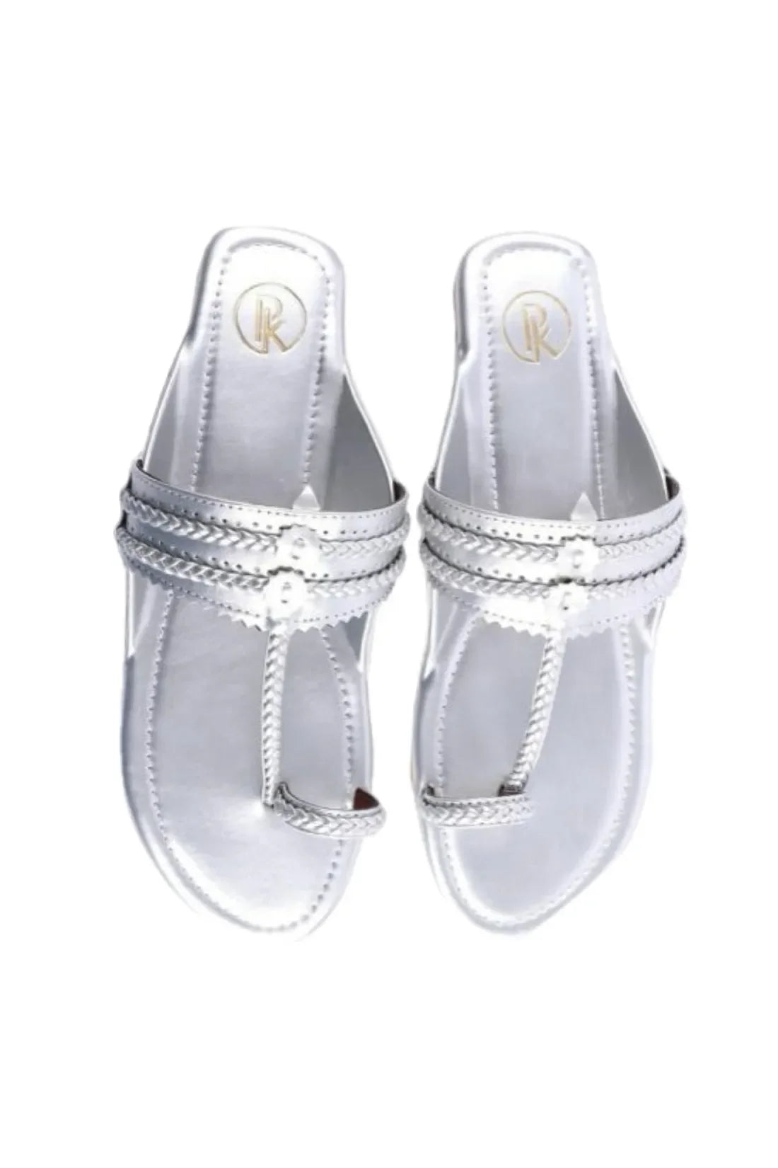 Dull Silver Kolhapuri Flats