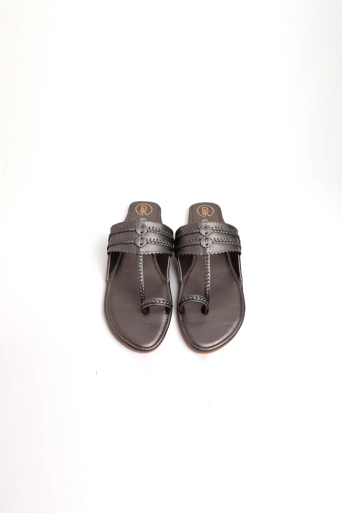 Metallic Grey Kolhapuri Flats