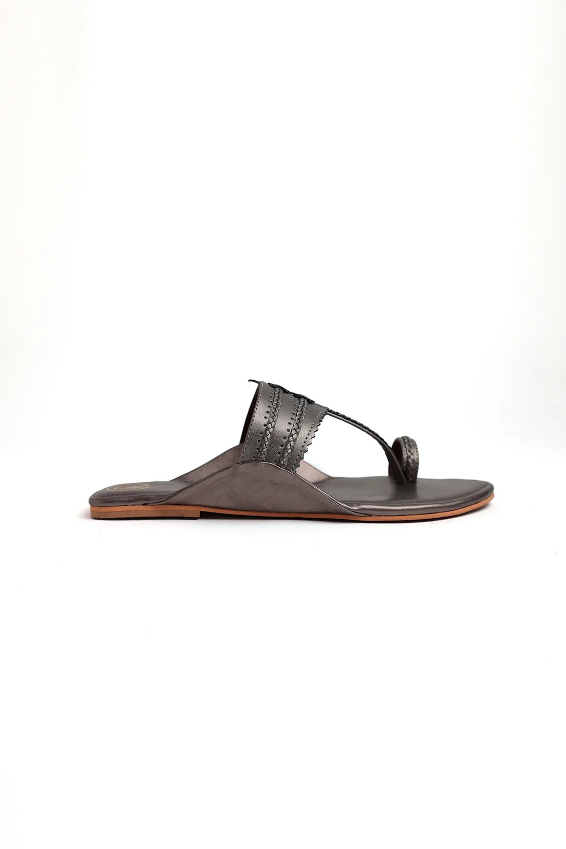 Metallic Grey Kolhapuri Flats