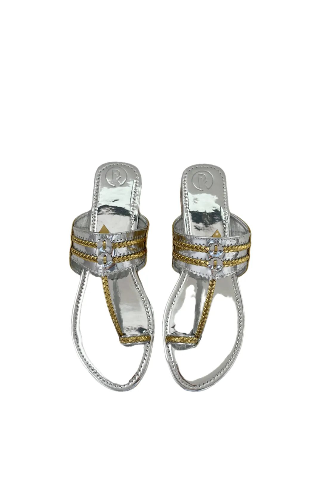 Silver Two Tone Kolhapuri Flats